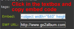 copy go2album embed code