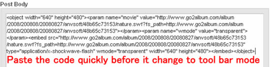 Embed slideshow on Friendster blog
