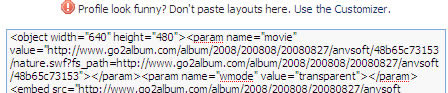 embed slideshow on myyearbook profile