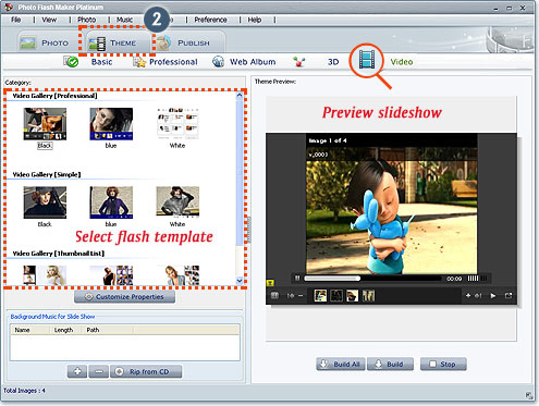 choose flash template for video slideshow