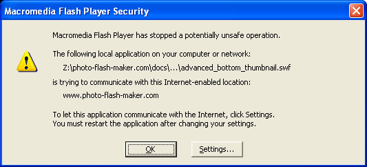 Adobe Flash Player Security Warning Message 
