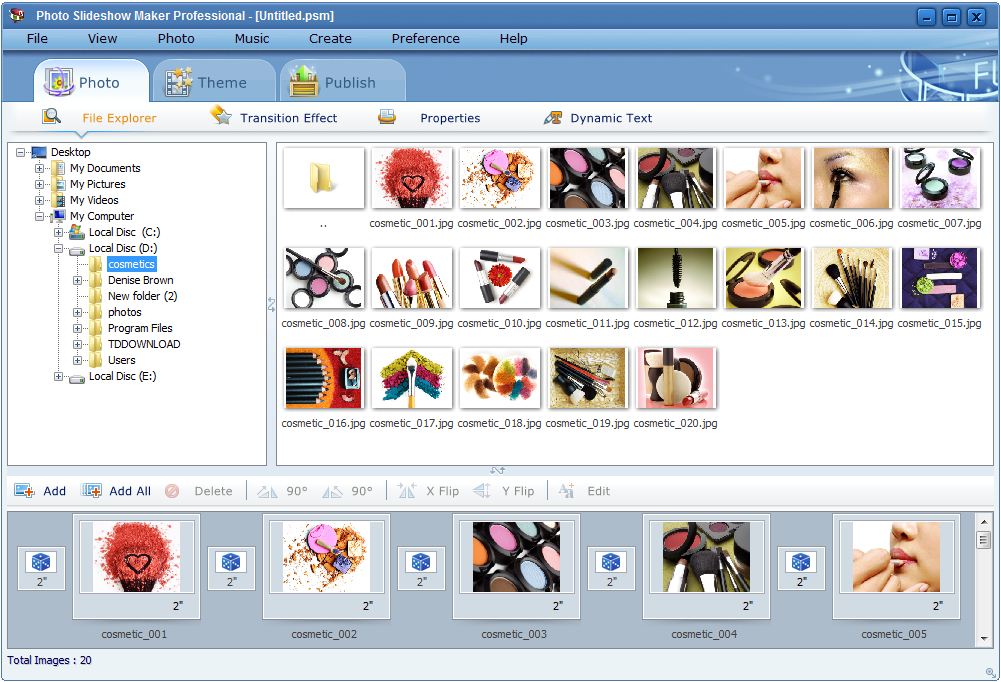 Main window of Photo Slideshow Maker Professional