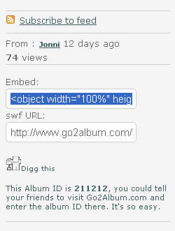 copy go2album embed code